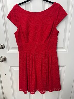 dressbarn Red Lace Fit & Flare Mini Dress